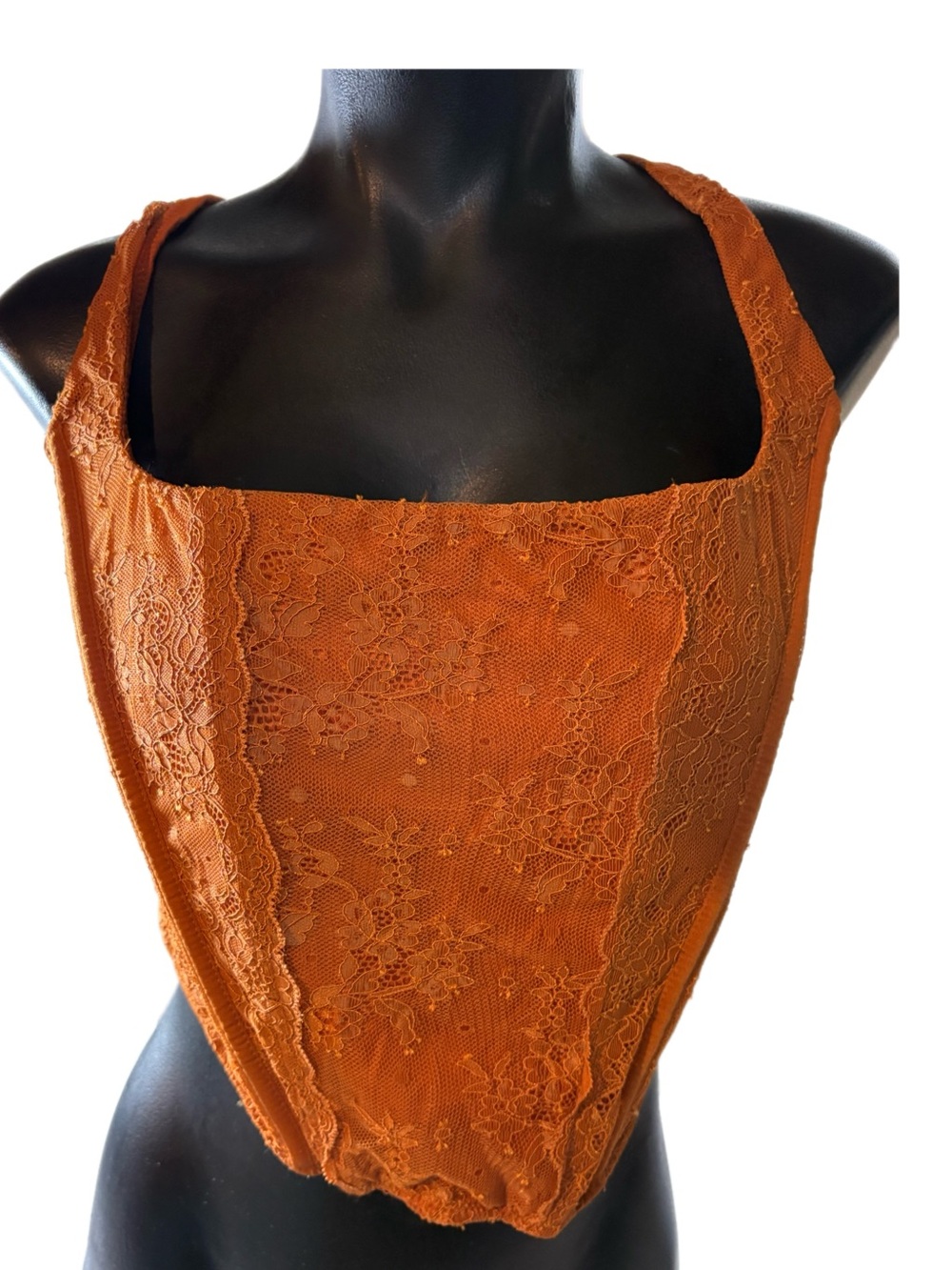 Urban Outfitters Lace Square-Neck Bralette in Burnt Orange